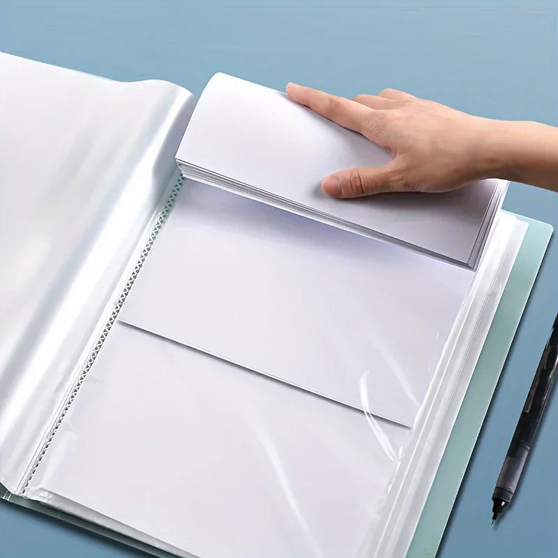 Folder 20/30/40/60/80/100 Inner Pages, Data Book A4 Transparent Insert Folder Album Storage Folder, Large Capacity Office Folder