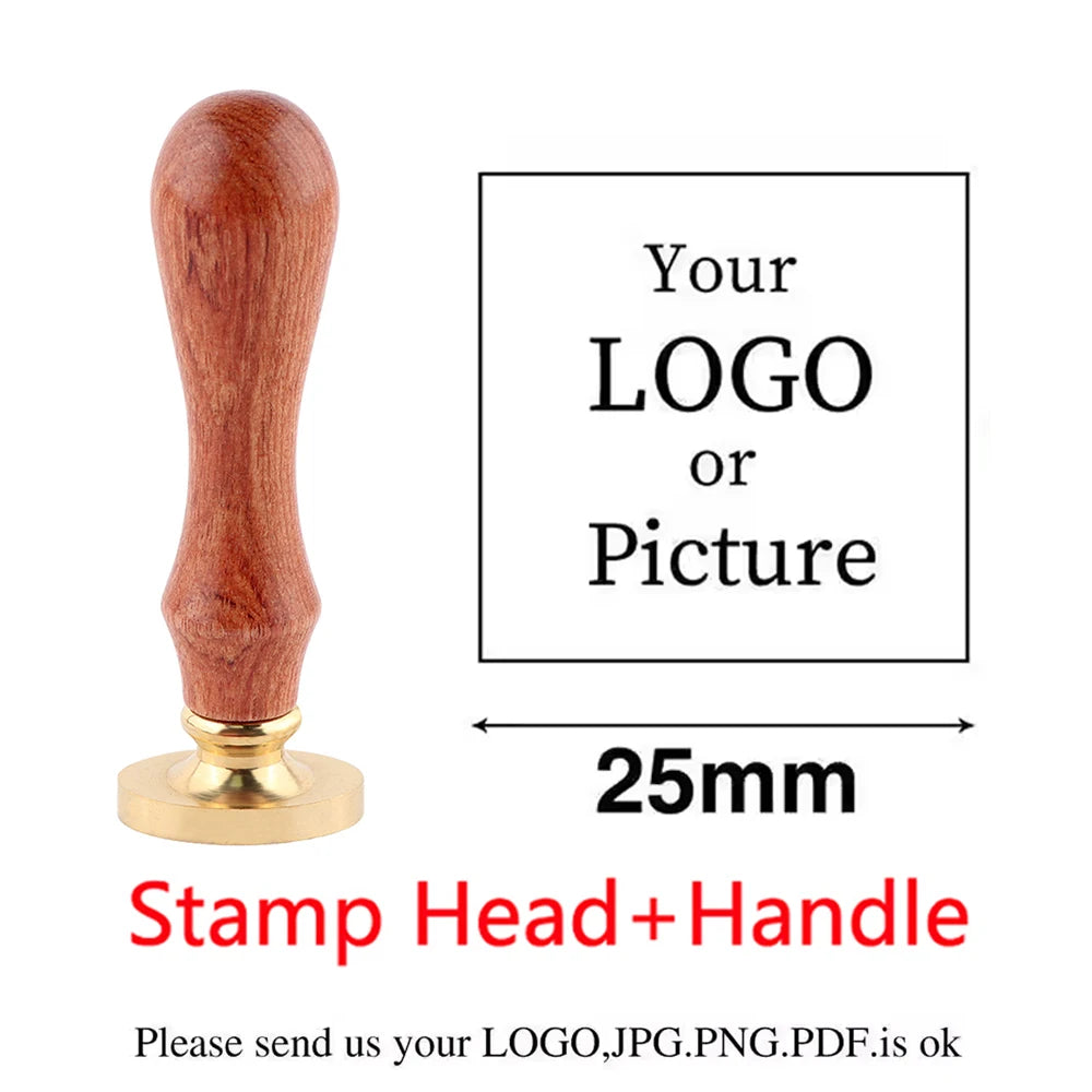 Custom Brass Wax Seal Stamp Personalized LOGO 25/30/40/50mm Round/Square Wax Sealing Head For Wedding Invitation Card Decor Seal