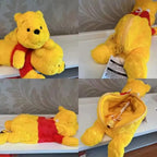 Cute Winnie the Pooh x Stitch Plush Doll Pen Bag, Large Capacity Student Stationery Pouch, Cartoon Pencil Case for School Gift