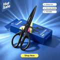 Black Office Scissors Thick Sharp Stainless Steel Blade Ergonomic Resin Handle Multi-purpose School Home Craft Cutting Scissors