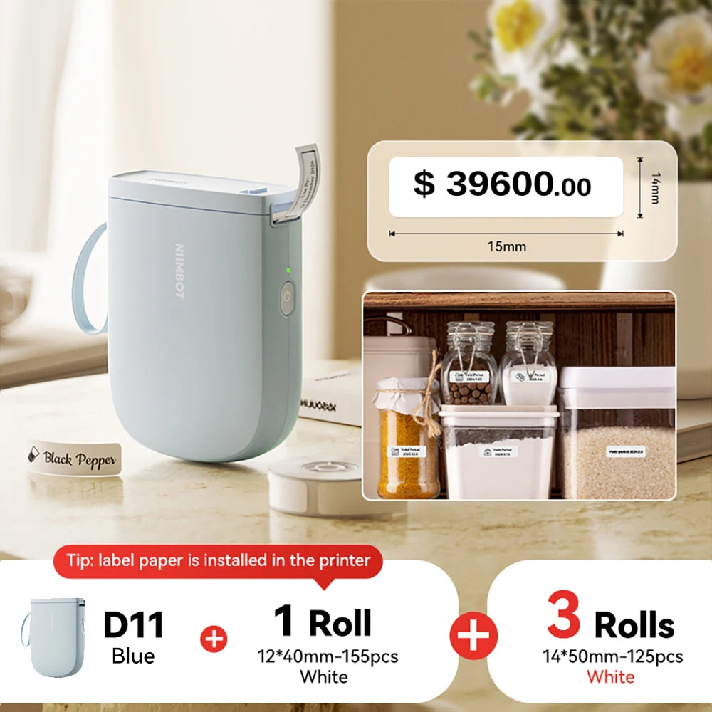 NIIMBOT D11 New Version Label Printer Mini Portable 300DPI Bluetooth Wireless Label Maker Name Tag Kitchen Sticker PrintingMaker