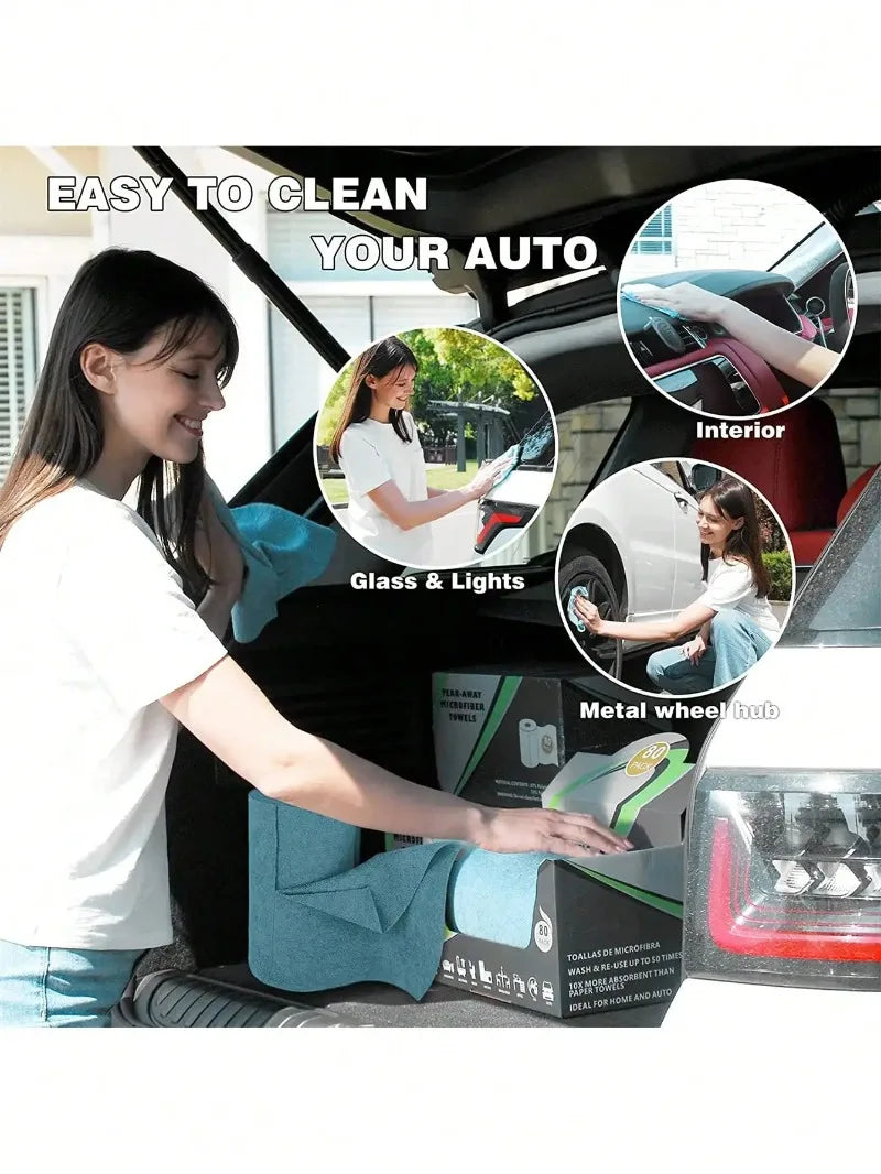50pcs/Roll Microfiber Tear-Towel Roll, Reusable Cleaning Rag,Multi-Purpose Dishwashing Towels For Tableware Double