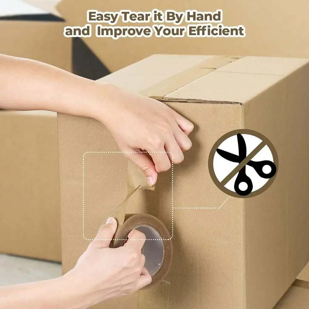Reinforced Kraft Paper Tape Self Adhesive Car Painting Shelter Photo Frame Gummed Packaging Tape Carton Sealing Tape Recyclable