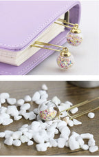 5 Pcs/Set Quicksand Crystal Ball Paper Clip DIY Metal Notes Letter File Binder Clips Bookmarks Office Desktop Storage Stationery