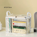 Foldable Transparent Storage Organizer Box Collapsible with Handle for Books Toys Office Supplies Dorm Classroom Home