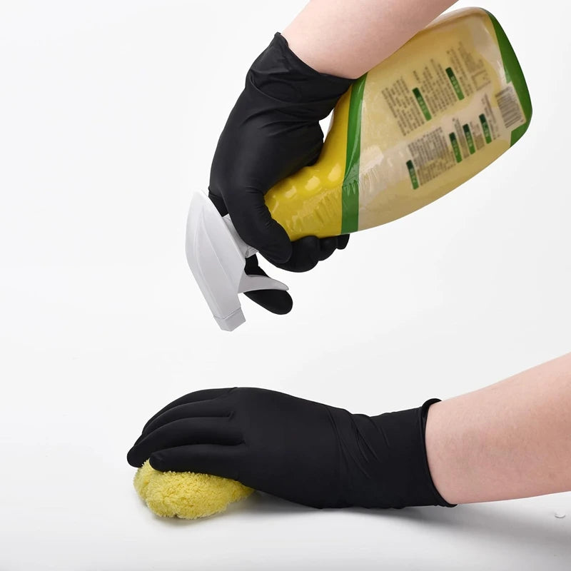 Nitrile Disposable Gloves Black 20/50/100PCS Latex Powder Free Gloves Industrial Grade Cooking Working Cleaning Hair Dye Gloves