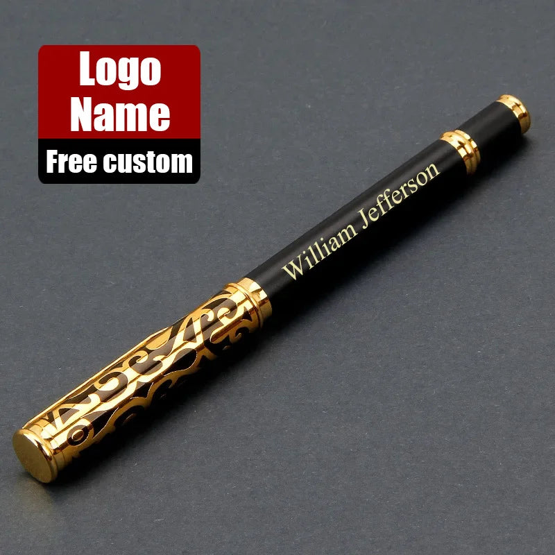 High Quality Luxury Metal Gel Pen Sculpture Pattern Roller Pen Office School Stationary Pen Customized Logo Name Gift
