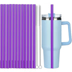 12Pcs Color Replacement Straws for Stanley 30/40 oz Tumbler , 12 in Long Reusable Plastic Straws for Stanley Cup, Plus 2 Brush
