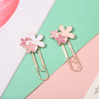 Cherry Blossom Paper Clip Creative Cute Metal Bookmark Clip Exquisite Beautiful Paper Clip Notebook Decoration Stationery