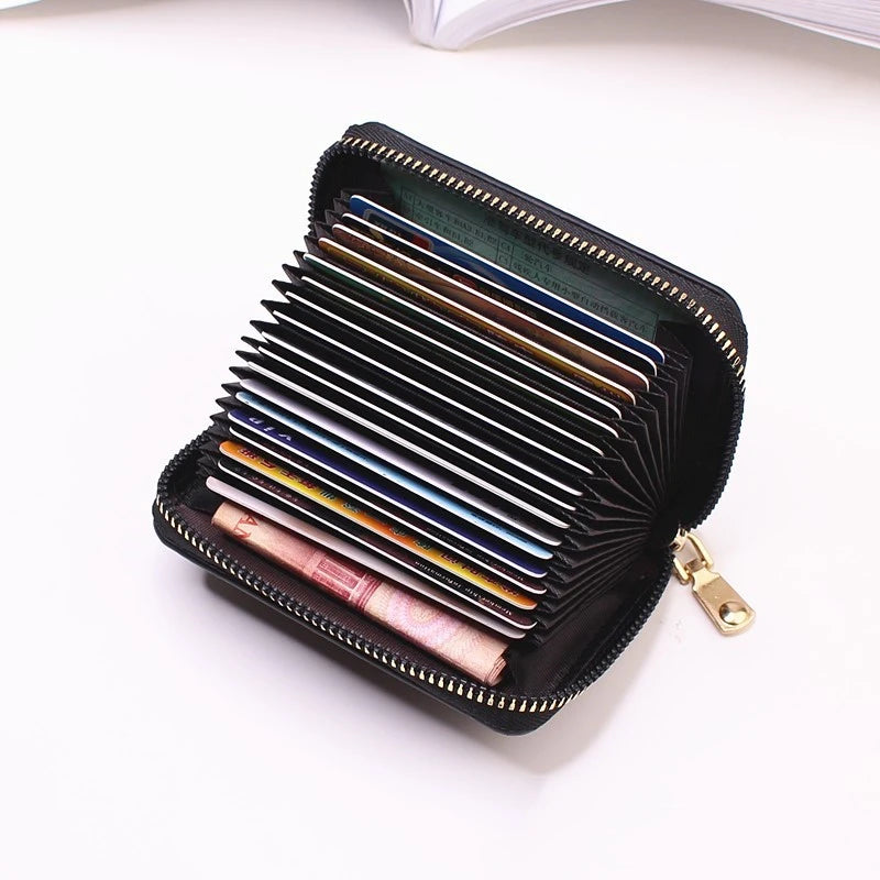 Compact Coin Purse Leather Business Credit Card Case Holder Travel Wallet for Women 20 Card Slots Small Card Pouch with