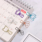 6PCs/Set Hollowed Out Design Metal Binder Clip Long Tail Office Hand Book Folder Paper Organizer Stationery Fish