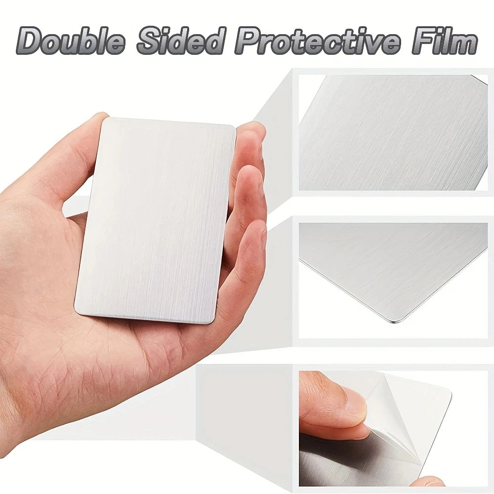 10Pcs Stainless Steel Metal Business Card Size 85*53mm Blank Laser Engraving Cards Special Logo Printing Matte Brushed Finishing