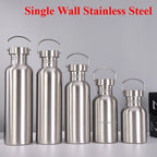 500/750/1000ml Stainless Steel Water Bottle Single Wall Large Capacity Big Mouth Vacuum Flasks with Lid Cycling Drinkware Sports