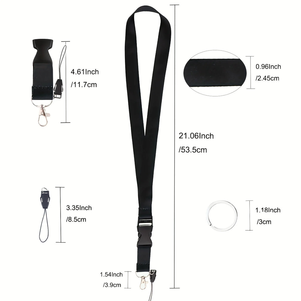 Mobile Phone Lanyard Fashion Black with Buckle Neck Strap Keychain Lanyard for ID Card Holder Keys Keychain Cell Phone Strap
