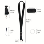 Mobile Phone Lanyard Fashion Black with Buckle Neck Strap Keychain Lanyard for ID Card Holder Keys Keychain Cell Phone Strap