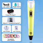 3D Pen With LCD Screen Compatible PLA Filament Toys 3D Drawing Printing Pen for Children DIY Christmas Birthday Gift