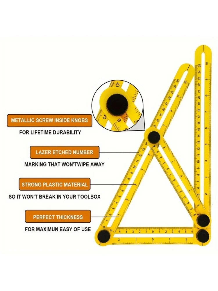 1Pcs Flexible 4-Fold Plastic Ruler Portable Precise Measuring Tool Battery Free For Woodworking DIY Father Christmas Birthday Gi