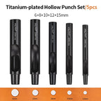 WUTA 1-10pcs Plating Titanium Leather Hole Punching Tools Set Round Hollow Puncher DIY Leather Craft for Watch Band,Belt,Fabric