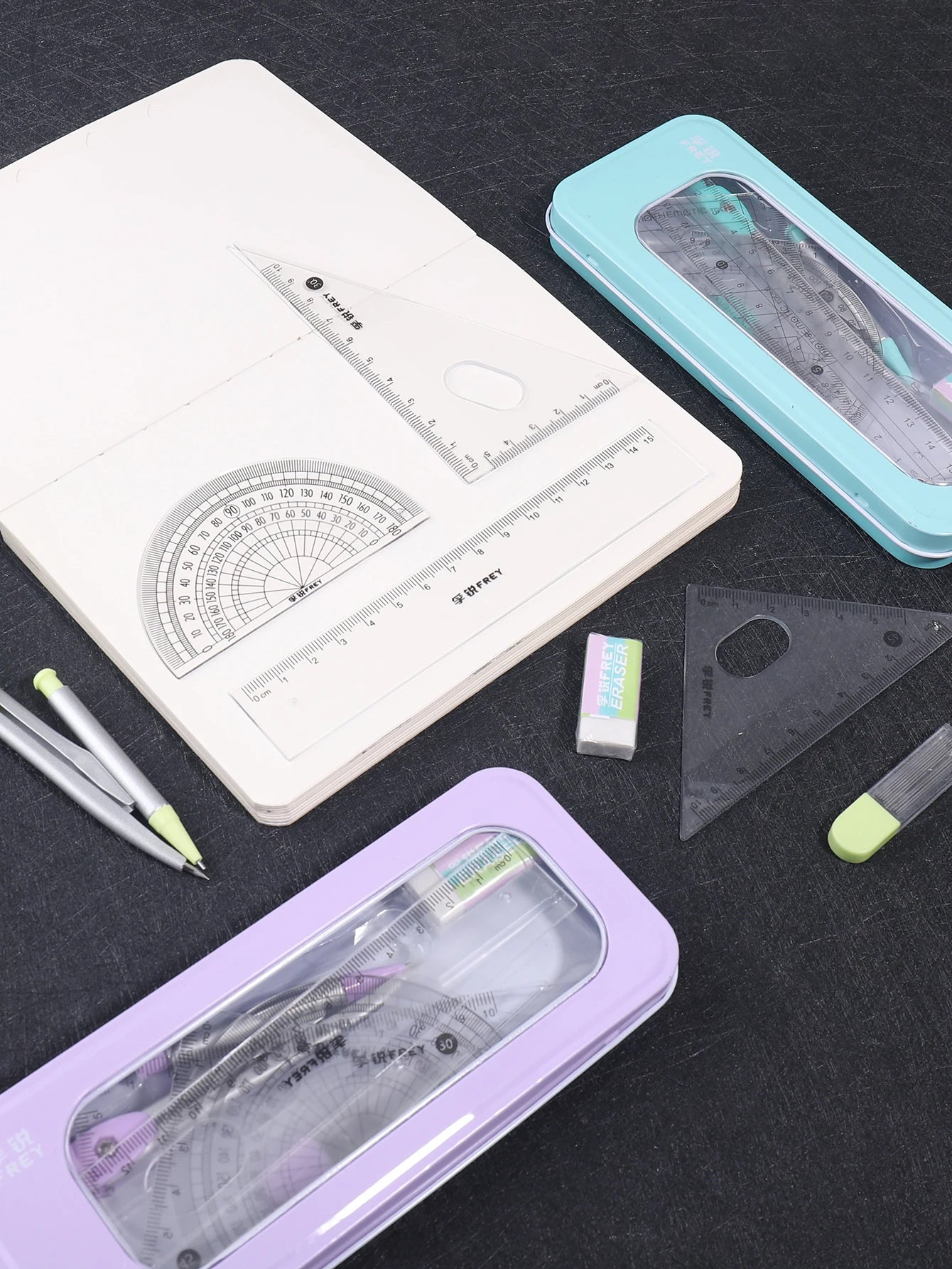 7-piece Compass And Ruler Set Student Ruler Set Cute Rriangle Ruler Set Exam Specific Ruler Box Set Ruler Set School Starts