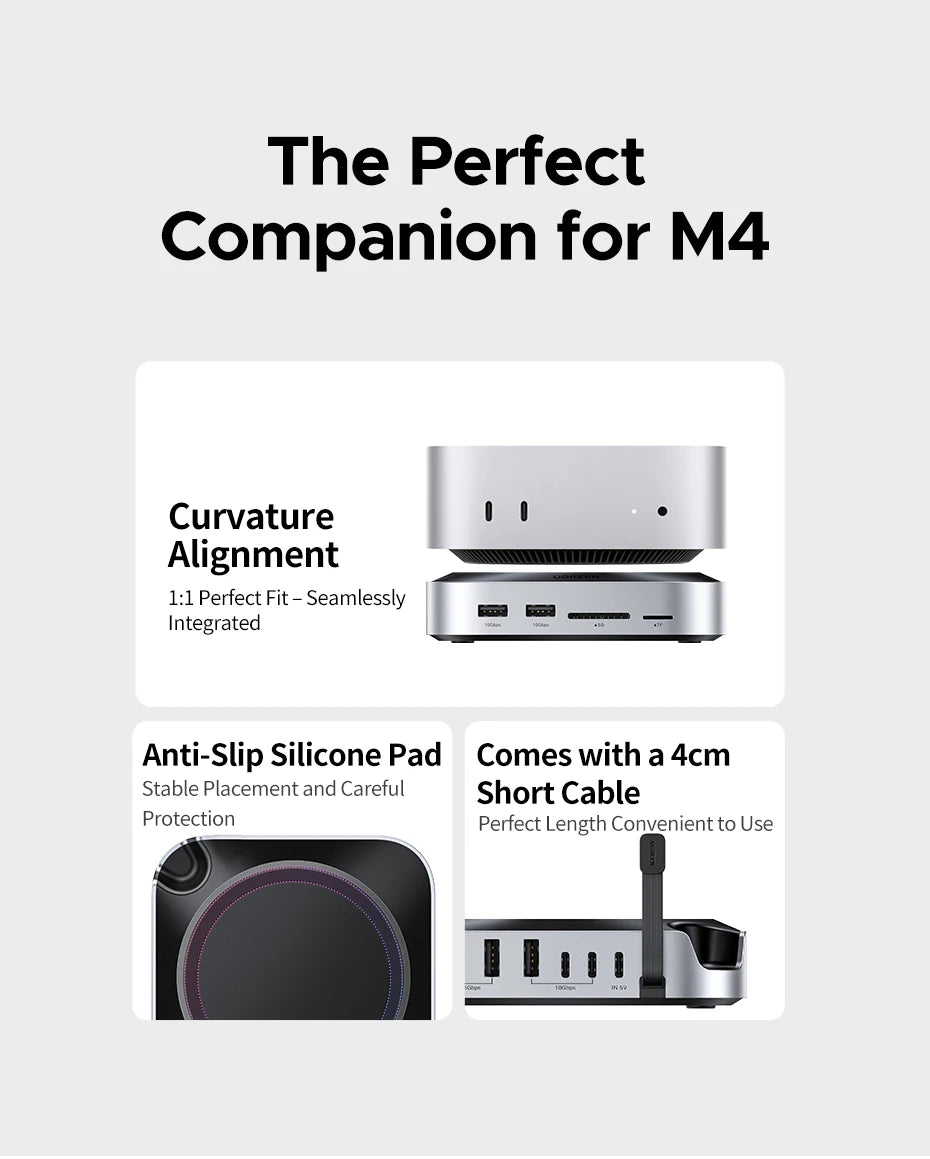 UGREEN USB HUB Docking Station for Mac Mini M4 M4 Pro M.2 NVMe SSD 8TB Max 10Gbps USB-A&C Ports SD&TF 170MB/s USB Splitter Dock