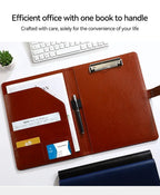 1PC A4 Size Texture PU Leather Multi-Functional Business Folder with Clip Pen Holder And Card Slots for Office Sales Bank Meetin