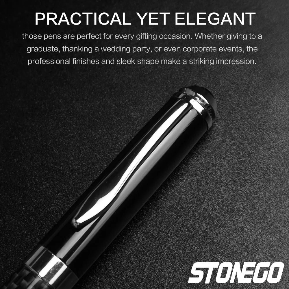 STONEGO Carbon Fiber Signature Pen, Premium Metal Gel Ink Pens Micro Point 0.5mm Black Ink Smooth Writing Ball Pen