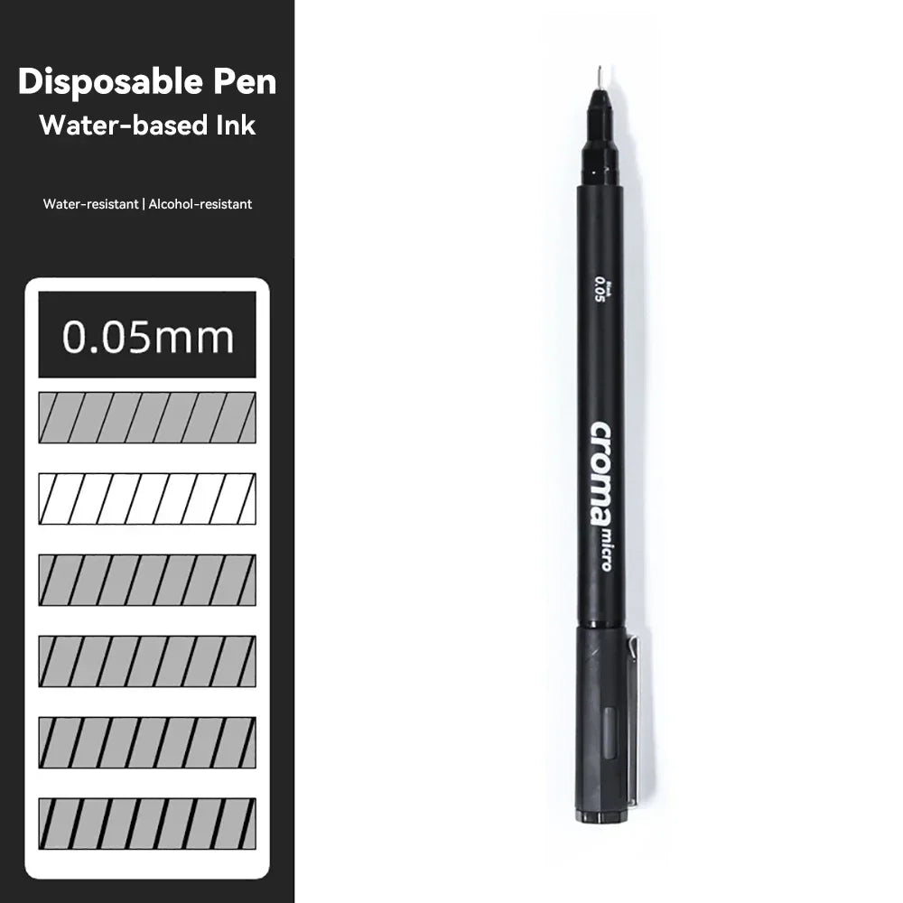 Pigment Liner Pigma Pen 0.1mm/0.03mm/0.05mm/0.5mm/1mm Different Tip Black Fineliner for Sketching Drawing Micron Ink Marker Pen
