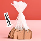 100pcs Kraft Paper Price Tags 35*22mm Necklace Bracelelt Earring Jewelry Display Label Cards Small Bussiness Wholesale Supplier