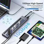 Acasis 16/10/7 Port USB Hub 10Gbps Individual Switch Charging Data Transfer for PC Laptop Workstation Multi Device Expansion
