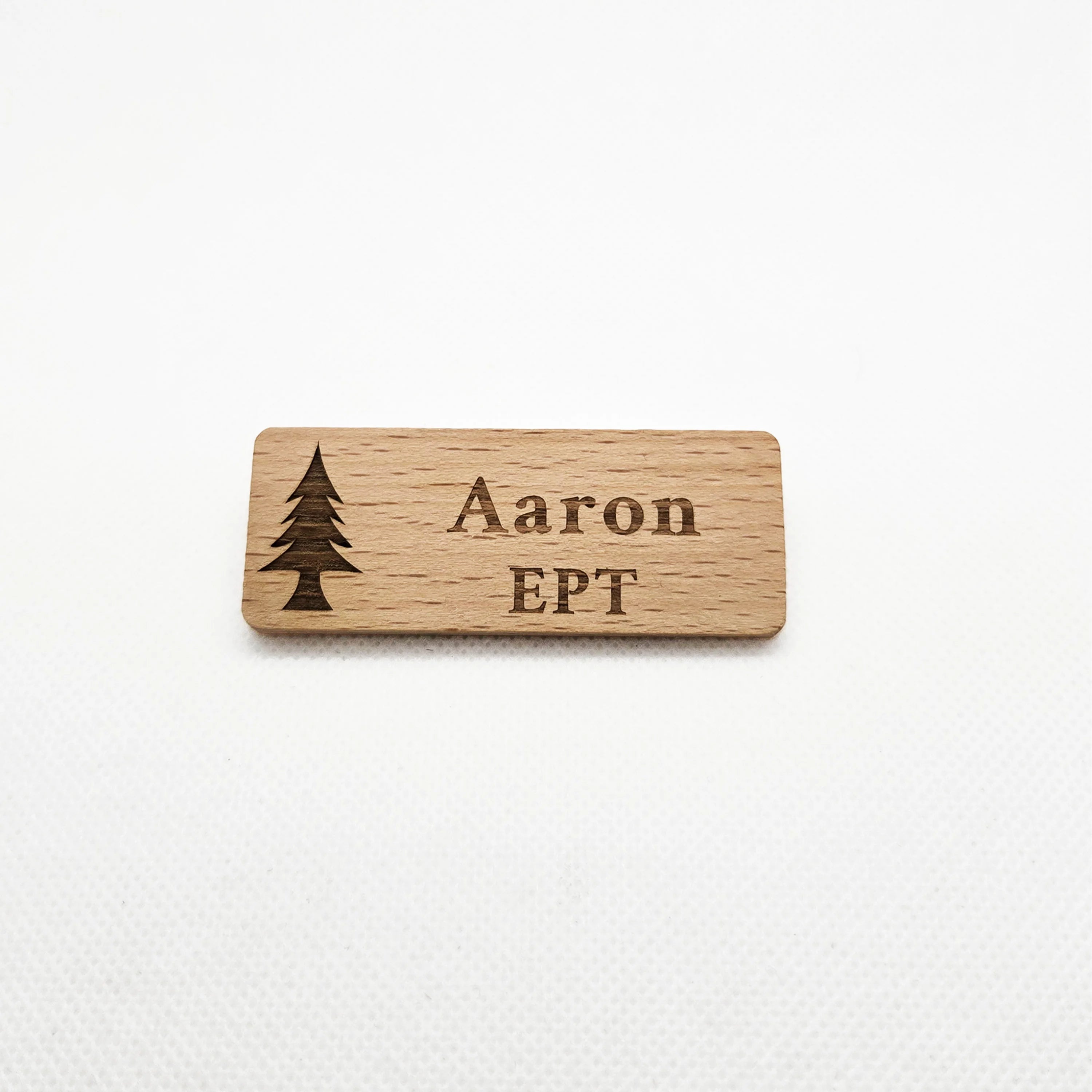 6*2/6.5*2.5 Custom Wooden Name Tag Badges  Personalized Engraved Identification with Pin or Magnetic Backing Plates for Business