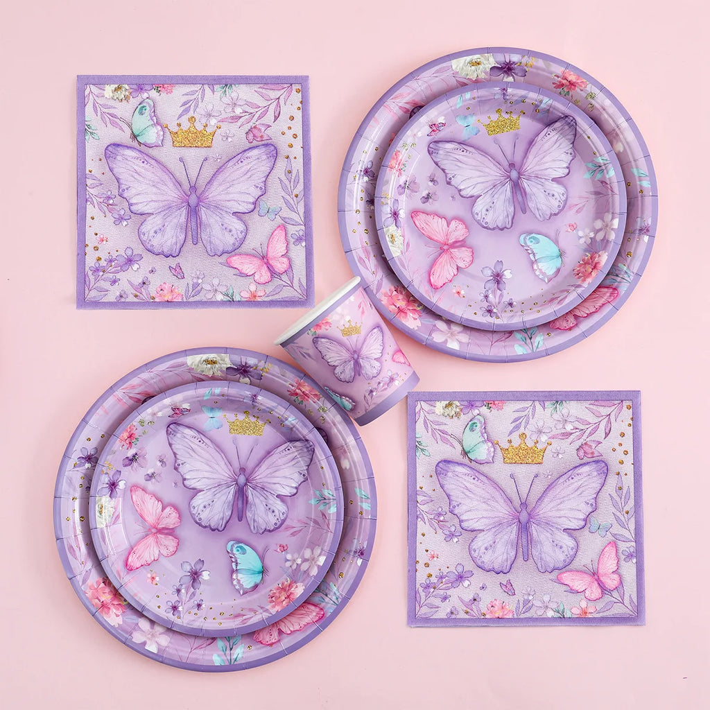 Butterfly Birthday Party Decoration  Butterfly Party Disposable Tableware Paper Cup Plate Birthday  Party