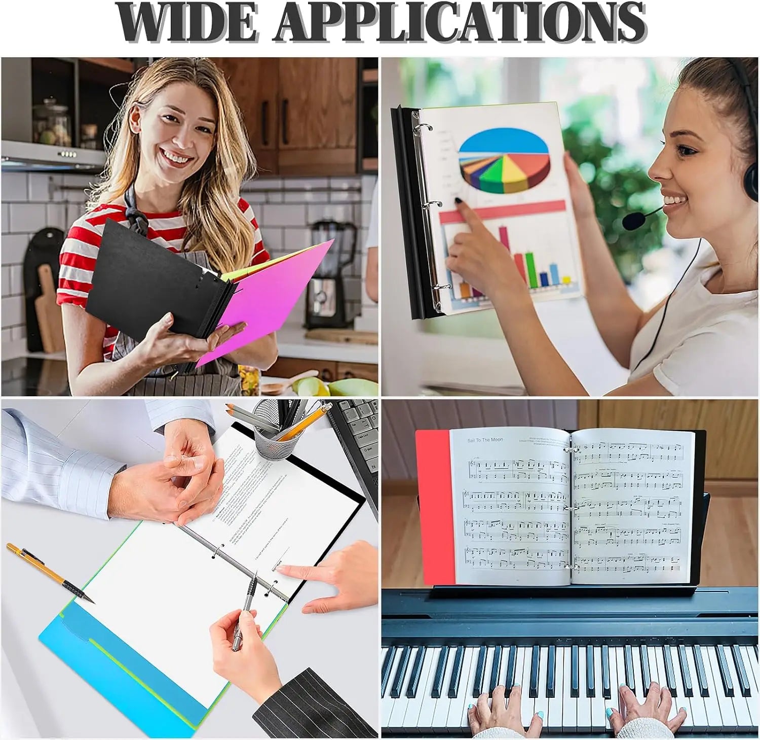 Infun Telescoping 3 Ring Binder 4 Pack, Portable Plastic Binder with Expandable Spine, Foldable Front Cover, Holds 8.5x11 Paper for School Office