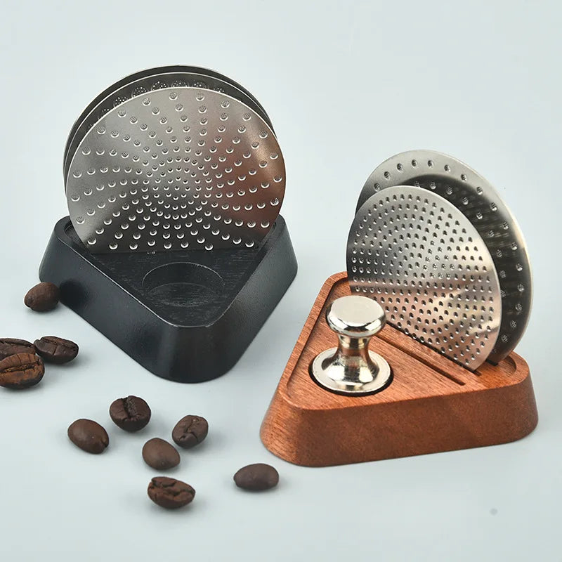 51/53/58MM Portafilter Espresso Universal Filter Storage Rack Coffee Puck Screen Stand Reusable Wooden Coffee Filter Stand