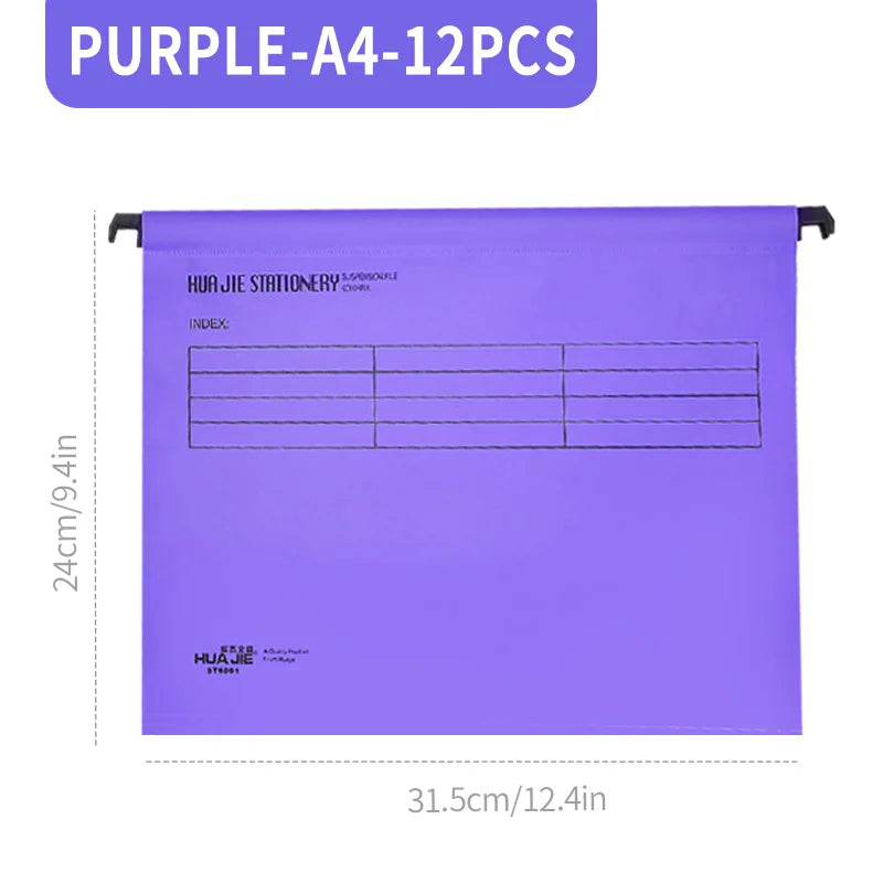 A4/FC PP Hanging File Folders with Plastic Hooks – Suspended Type Quick Labor Folder, Multi-Color, Home Office Document Storage
