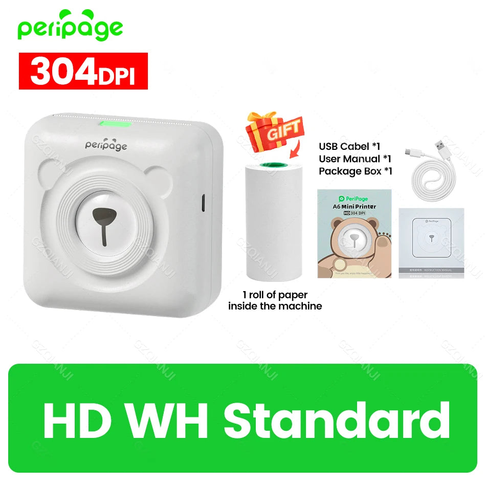 9 Colors Peripage A6 304DPI Mini Photo Printer Notes Sticker Label Printing Machine Bluetooth Portable Wireless Printer Marker