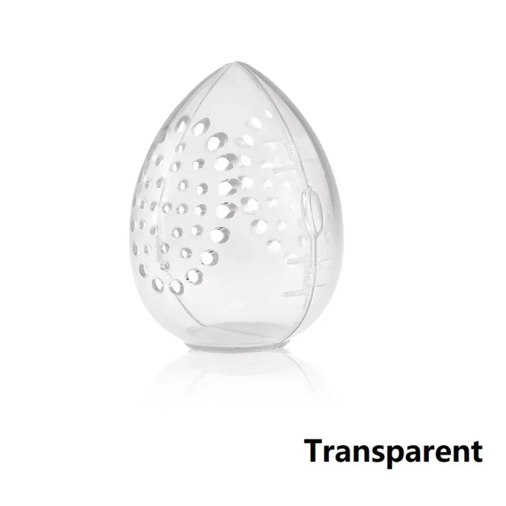 Empty Makeup Sponge Storage Box Plastic Egg Shaped Cosmetic Puff Organizer Rack Portable Makeup Blender Holder Stand Drying Box
