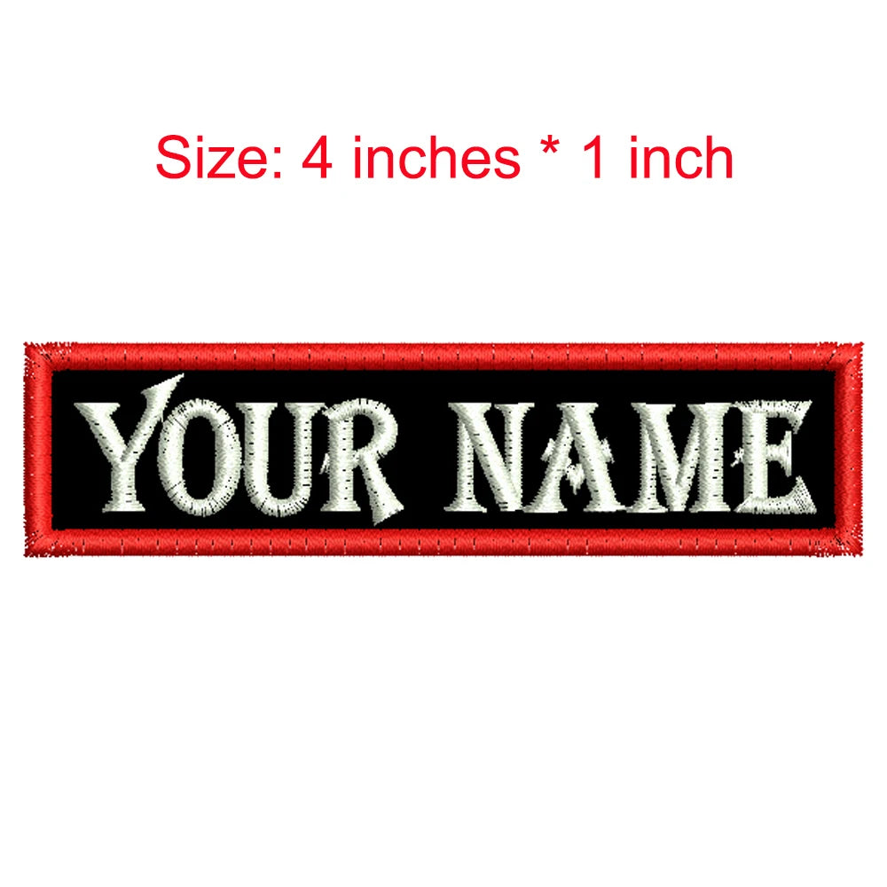 Custom Texts Name Tag 4 Inches Wide Iron On Embroidery Label/Personal/Brand On Left Chest Or Symbol