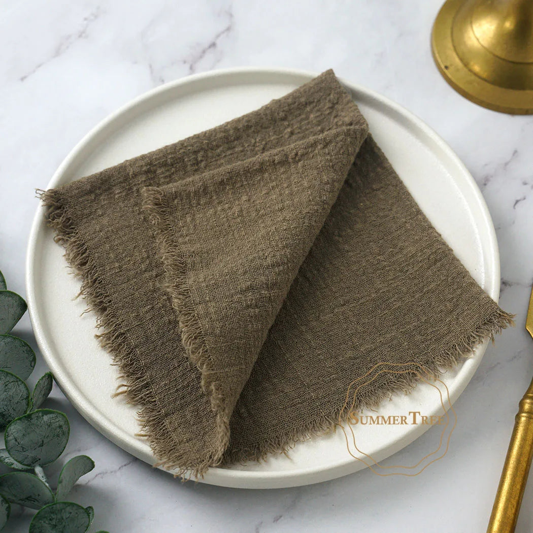 10pcs 32x32cm Cotton Gauze Napkins Retro Burr Design Napkin for Vintage Wedding Receptions Banquets Christmas Table Decoration
