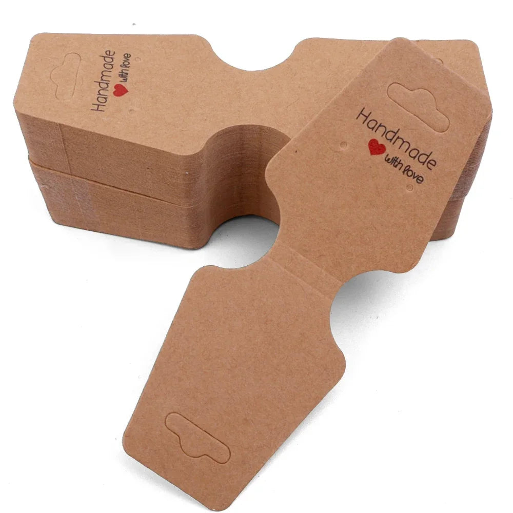 Jewelry Display Card Price Tag Foldable Kraft Paper Card For Necklace Bracelet Headband Hairband Hanging Label Packing Holder