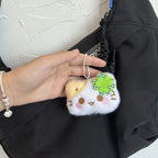 1/2/4pcs Green Clover Cat Plush Small Cat Keyring Cute Charm Keychain for Girls Women Kawaii Bag Pendant Key Chains Couple Gift