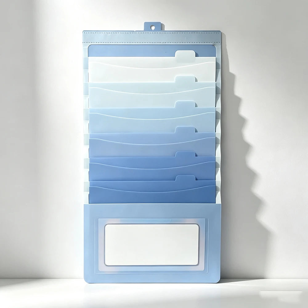 Back To School Wall Hanging File Folder Gradient Expandable Document Organizer Multi Pocket Foldable File Storage Supplies
