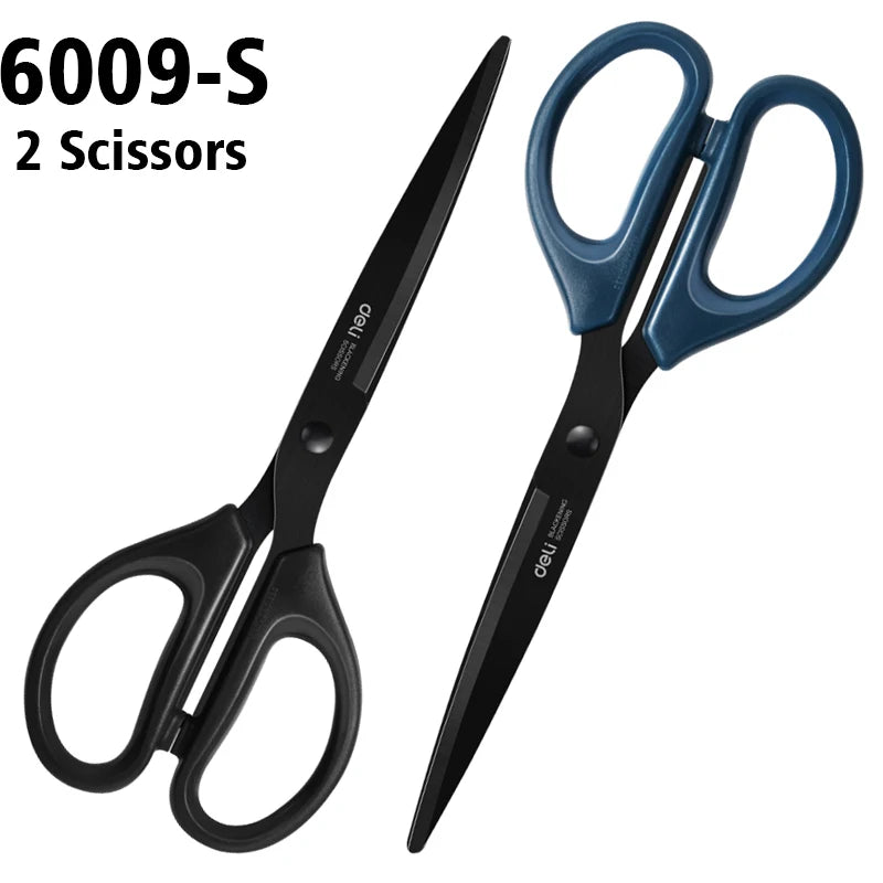 Deli 210/175mm Black Stainless Steel Scissors Business Office Stationery Home Shears Kitchen Knife Cutter Cutting Tool