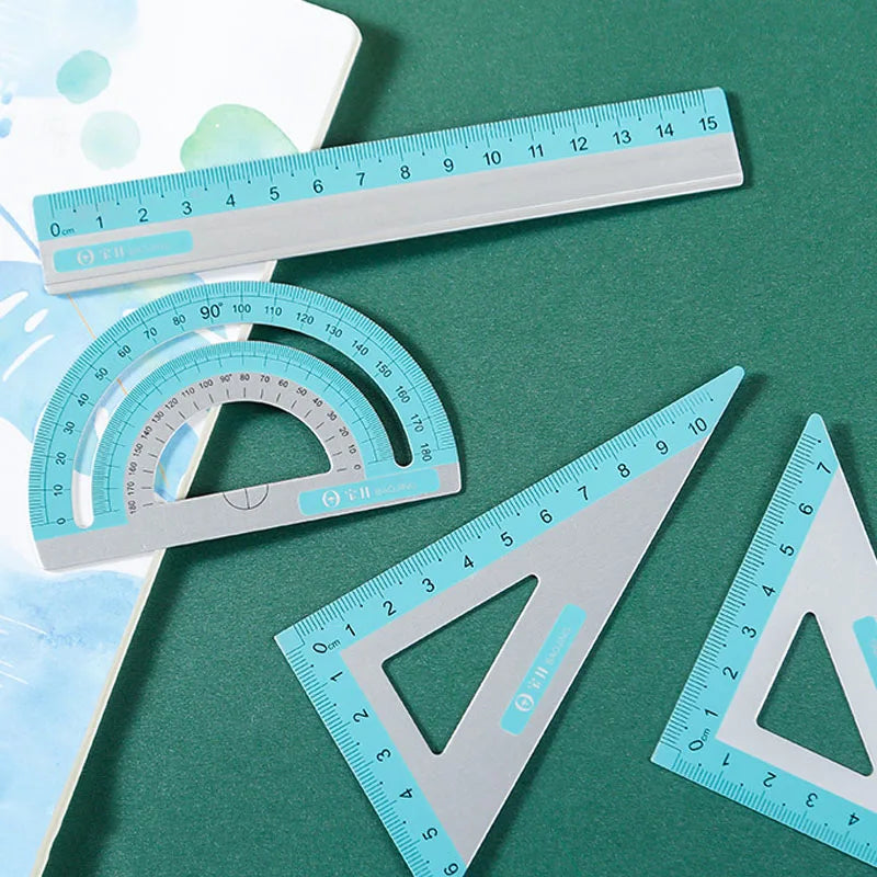 4-Piece Aluminum Ruler Set - Multi-Size Measuring Tools for School, Office & DIY Projects