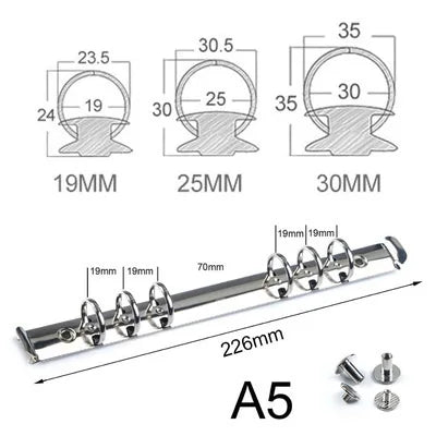 30mm A5A6A7 Notebook 6-Hole Binder Clips Binding Replacement Clip Metal Rings Accessories Loose-leaf Budget Binder Binding Rings