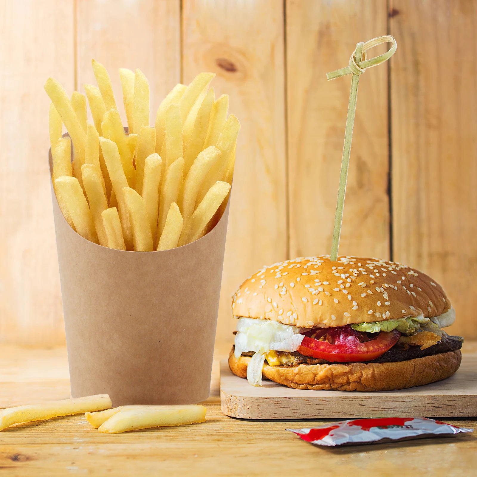 50Pcs French Fries Holder Disposable Kraft Paper French Fry Cup Charcuterie Cup Snack Dessert Potato Chips Box Party Supplies