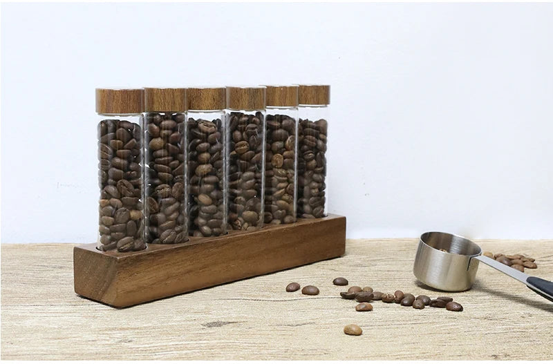 Coffee Beans Storage Container Tube Display Rack Tea Bottle Glass Single Dose Espresso Accessory Coffeware Set Barista Tool Gift