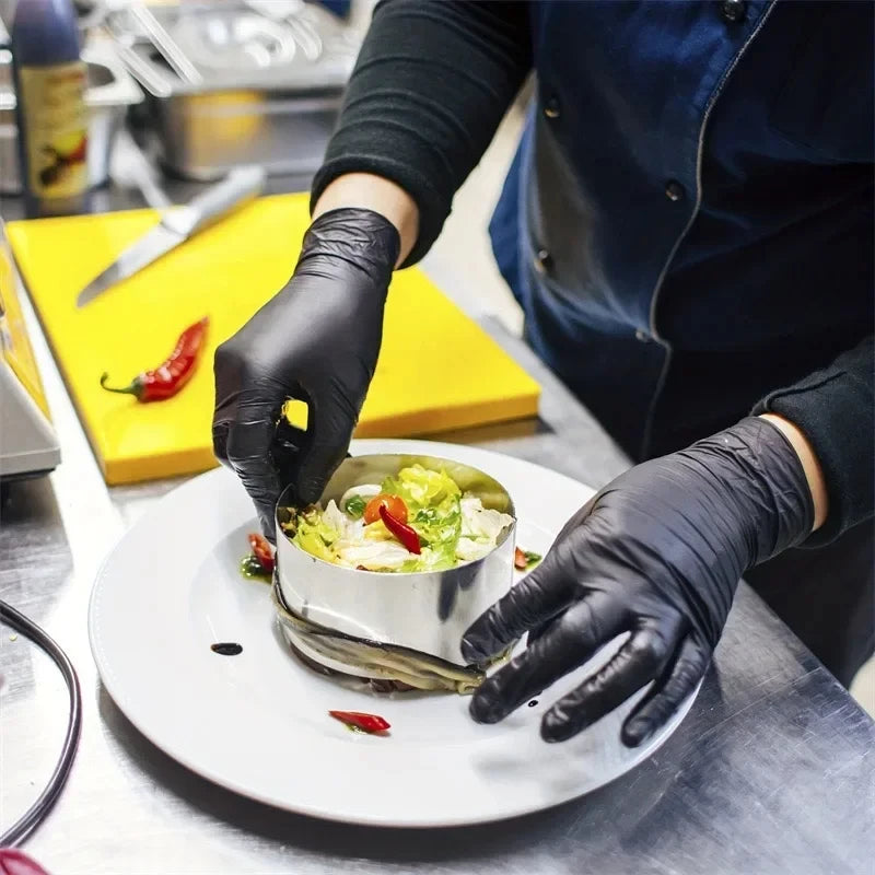 Portable Black Composite Nitrile Rubber High-Elasticity Disposable Gloves Food Work Latex Gloves Cleaning Waterproof Gloves