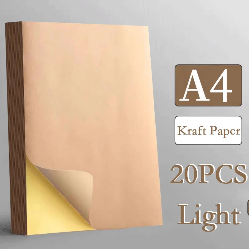 A4/A5 20/50pcs Brown Self-Adhesive Paper Sticker For Inkjet Laser Printer Copier Light Dark Adhesive Backed Kraft Paper  Label