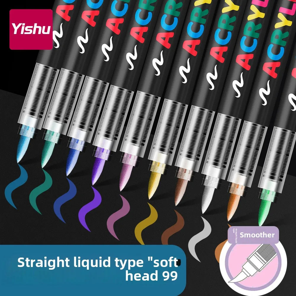 12/24/36/48Colors/set Acrylic Marker Pen Paint Brush Pen Painting Coloring Pen DIY Graffiti Art Making School and Office Supplie