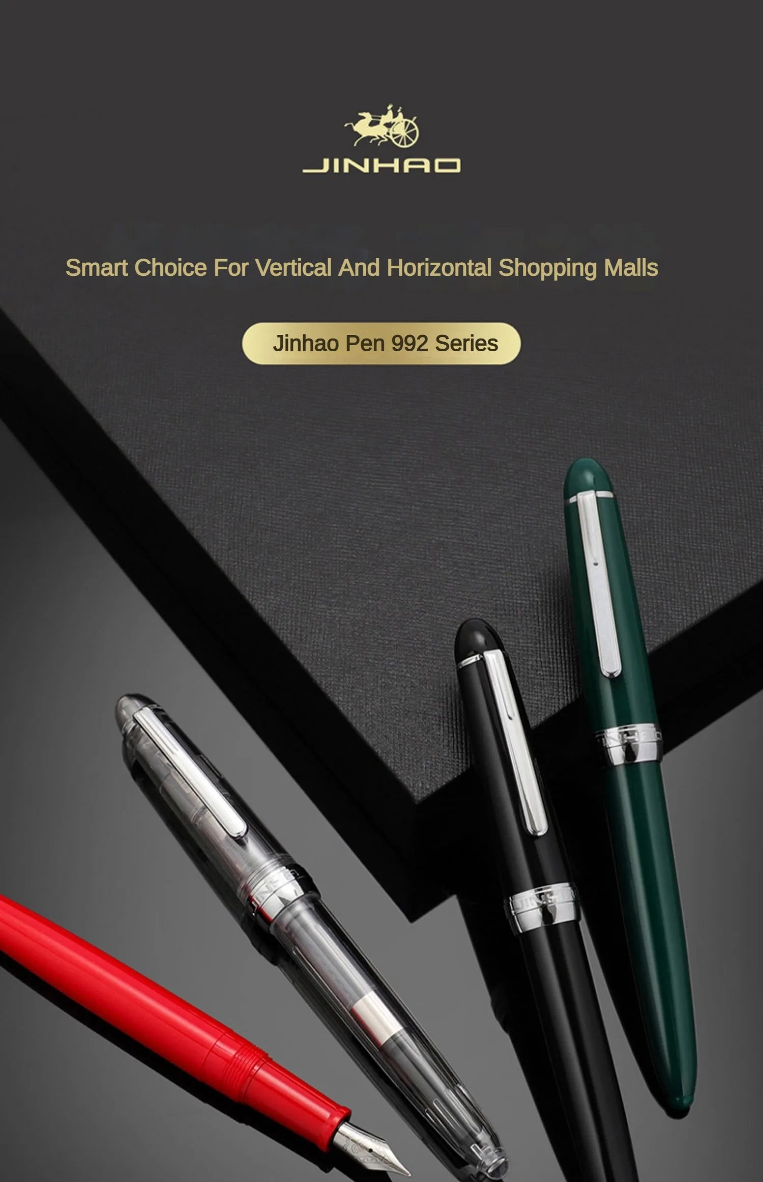 JINHAO 992 Fountain Pen Silver Clip 12 Colors Writing Pens Luxury Quality Student Business Office School Supplies Stationery